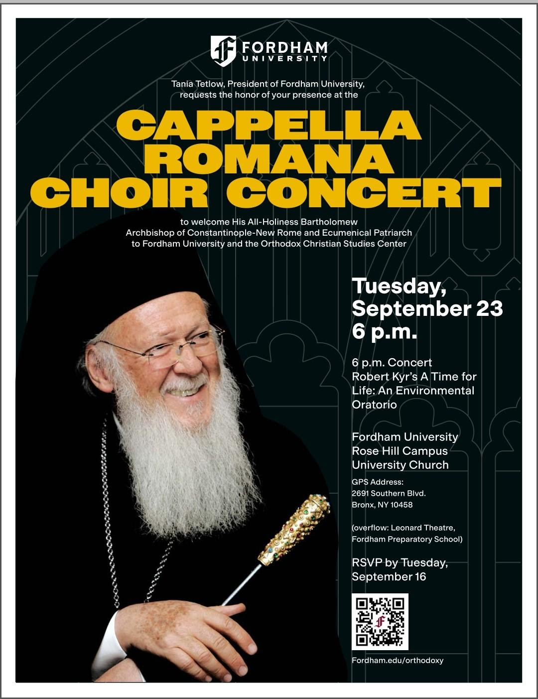 Ecumenical Patriarch / Fordham University Concert