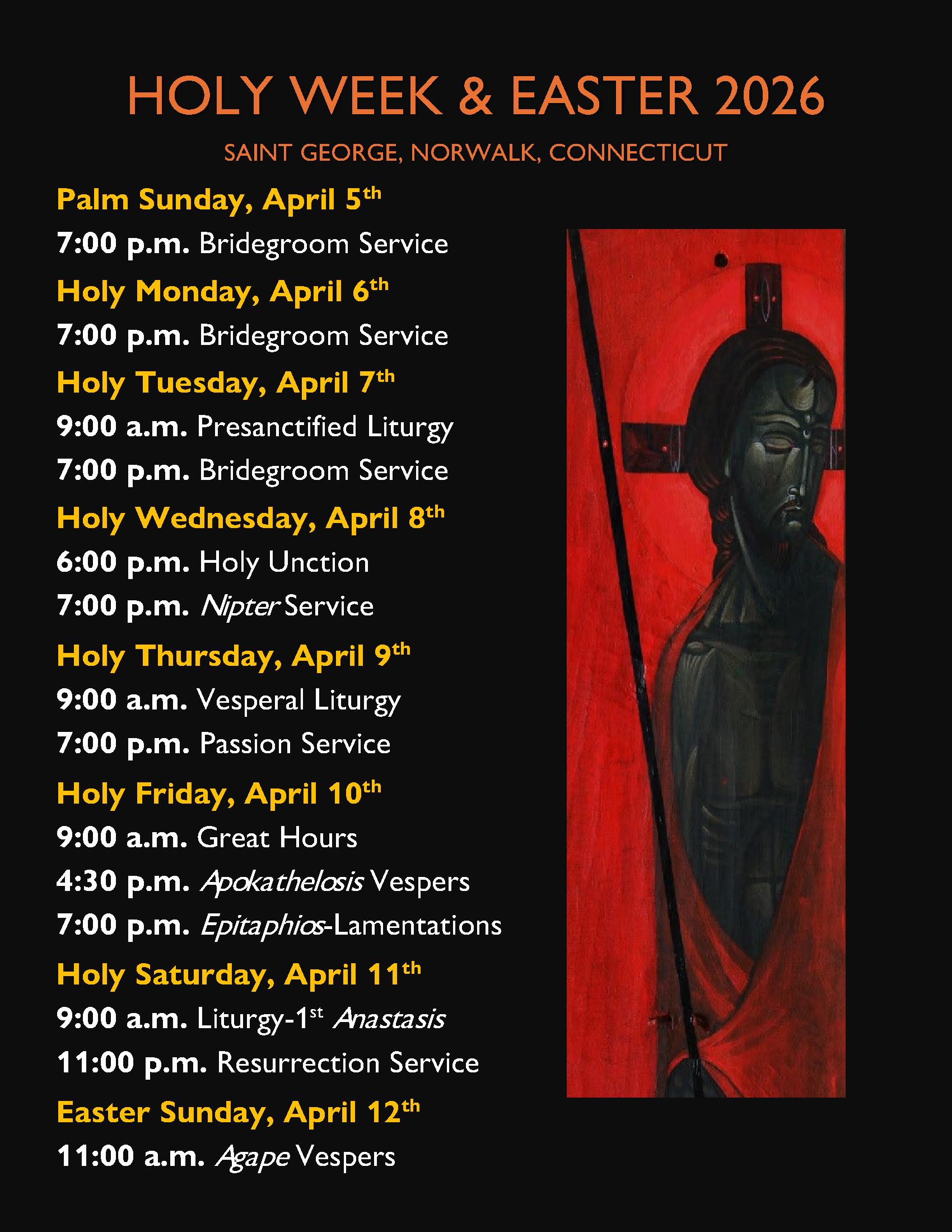 Holy Week Service Schedule